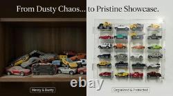 2 Pack Acrylic Display Case for Hot Wheels Diecast Cars Clear Toy Storage