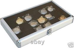 2 Pocket Watch Display Case Storage Box with 18 compartment glass top