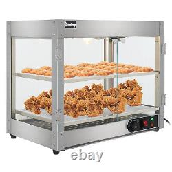 2 Tiers Commercial Countertop Heating Food Warming Pizza Display Case Storage