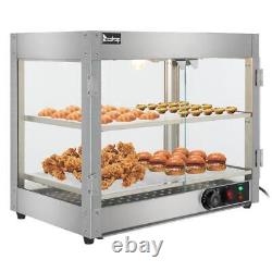 2 Tiers Commercial Countertop Heating Food Warming Pizza Display Case Storage