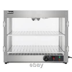 2 Tiers Commercial Countertop Heating Food Warming Pizza Display Case Storage