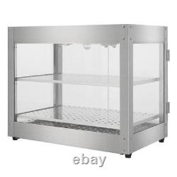 2 Tiers Commercial Countertop Heating Food Warming Pizza Display Case Storage