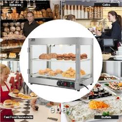 2 Tiers Commercial Countertop Heating Food Warming Pizza Display Case Storage