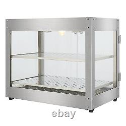 2 Tiers Commercial Countertop Heating Food Warming Pizza Display Case Storage