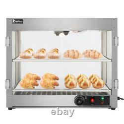 2 Tiers Commercial Countertop Heating Food Warming Pizza Display Case Storage