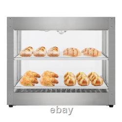 2 Tiers Commercial Countertop Heating Food Warming Pizza Display Case Storage