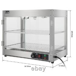 2 Tiers Commercial Countertop Heating Food Warming Pizza Display Case Storage