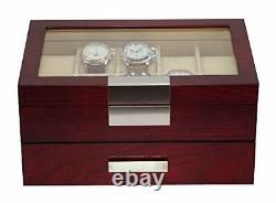 20 Cherry Wood Watch Box Display Case 2 Level Storage Jewelry 20 Watches