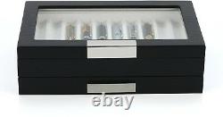 20 Piece Black Ebony Wood Pen Display Case Storage And Fountain Pen Collector