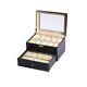 20 Slot Grid PU Leather Watch Box Display Case Holder Storage with Lock Two Floors
