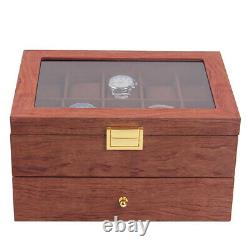 20-Slot Rosewood Watch Case Keep Display Tray Case Jewelry Storage Organizer Box
