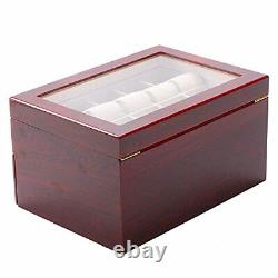 20 Slots Wood Watch Box Glass Top Mens Watches Display Case Organizer For