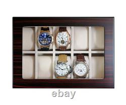 20 Slots Wooden Watch Display Case Jewelry Organizer Storage Box and Glass Top