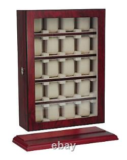 20 Watch Wall Mounted Cabinet Lockable Storage Display Box Wooden Case Chest