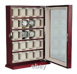 20 Watch Wall Mounted Cabinet Lockable Storage Display Box Wooden Case Chest