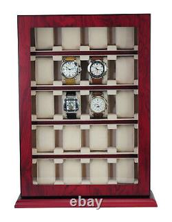 20 Wrist Watch Storage Box Cabinet Wood Display Wall Mounted Wooden Case Chest