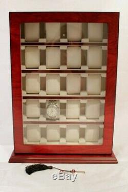20 Wrist Watch Storage Cabinet Chest Box Display Wooden Case Bubinga Wood Veneer