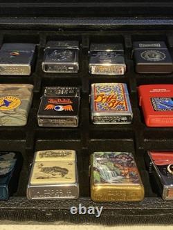 21 Vintage Zippo Lighters & Storage Collection Display Case Box Salesman Samples