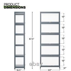 23 Display Cabinet 5 Tier Flip Up Acrylic Door Bookshelf Toys Storage Showcase