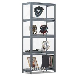 23Display Cabinet 4 Tier Filp Up Acrylic Door Wine Showcase Craft Storage Shelf