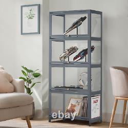 23Display Cabinet 4 Tier Filp Up Acrylic Door Wine Showcase Craft Storage Shelf