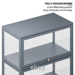 23Display Cabinet 4 Tier Filp Up Acrylic Door Wine Showcase Craft Storage Shelf