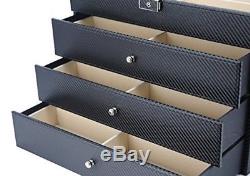 24 Black Carbon Fiber Drawer Eyeglass Sunglass Oversized Storage Display Case