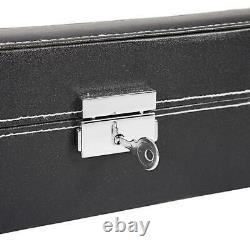 24 Compartments Black Leather Watch Display Storage Case Collection Box