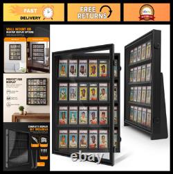 24 Graded Card Display Case UV Protected Wall Mount Storage for Sports Cards