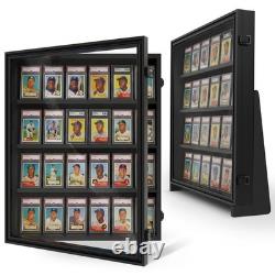 24 Graded Card Display Case UV Protected Wall Mount Storage for Sports Cards