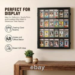 24 Graded Card Display Case UV Protected Wall Mount Storage for Sports Cards