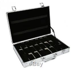 24 Grid Aluminum Suitcase Case Display Storage Box Watch Storage Box Case W V6H9