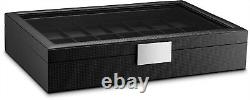 24 Slot Flat Luxury Display Case Organizer Watch Box for Men Carbon Fiber Design