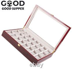 24 Slot Wood Box Watch Holder Storage Display Case Jewelry Large Storage Space