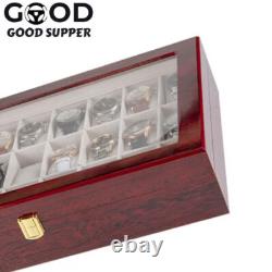 24 Slot Wood Box Watch Holder Storage Display Case Jewelry Large Storage Space