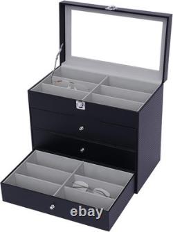 24 Slots Sunglasses Display Case, Eyeglass Sunglasses Glasses Storage Display