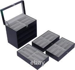 24 Slots Sunglasses Display Case, Eyeglass Sunglasses Glasses Storage Display