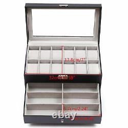 3-Layer Jewelry Storage Box 25 Slots Watch Sunglasses Organizer Display Case