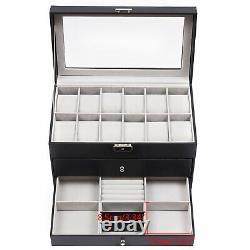3-Layer Jewelry Storage Box 25 Slots Watch Sunglasses Organizer Display Case