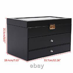 3-Layer Jewelry Storage Box 25 Slots Watch Sunglasses Organizer Display Case