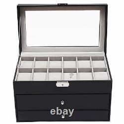 3-Layer Jewelry Storage Box 25 Slots Watch Sunglasses Organizer Display Case