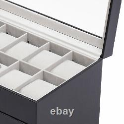 3-Layer Jewelry Storage Box 25 Slots Watch Sunglasses Organizer Display Case