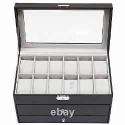 3-Layer Jewelry Storage Box 25 Slots Watch Sunglasses Organizer Display Case