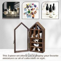 3-Pc Wall-Mounted Wooden Display Case with Glass Doors Stylish Storage Solutio