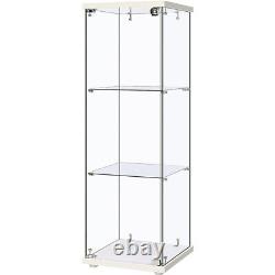 3-Shelf Glass Display Cabinet Glass Curio Cabinet Trophy Case Bookshelf with Lock