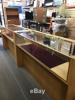 (3) Solid Oak Jewelry Store Showcases Glass Display Cases Pick up NJ 07840