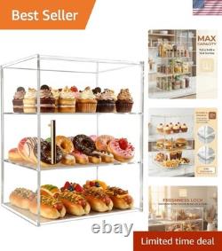 3-Tier Acrylic Pastry Display Case with Dustproof Door Perfect for Bakeries