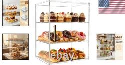 3-Tier Acrylic Pastry Display Case with Dustproof Door Perfect for Bakeries