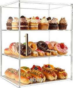 3-Tier Acrylic Pastry Display Case with Dustproof Door Perfect for Bakeries