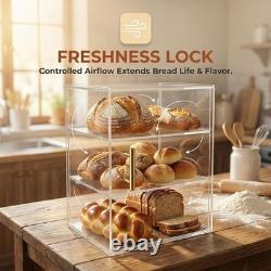 3-Tier Acrylic Pastry Display Case with Dustproof Door Perfect for Bakeries